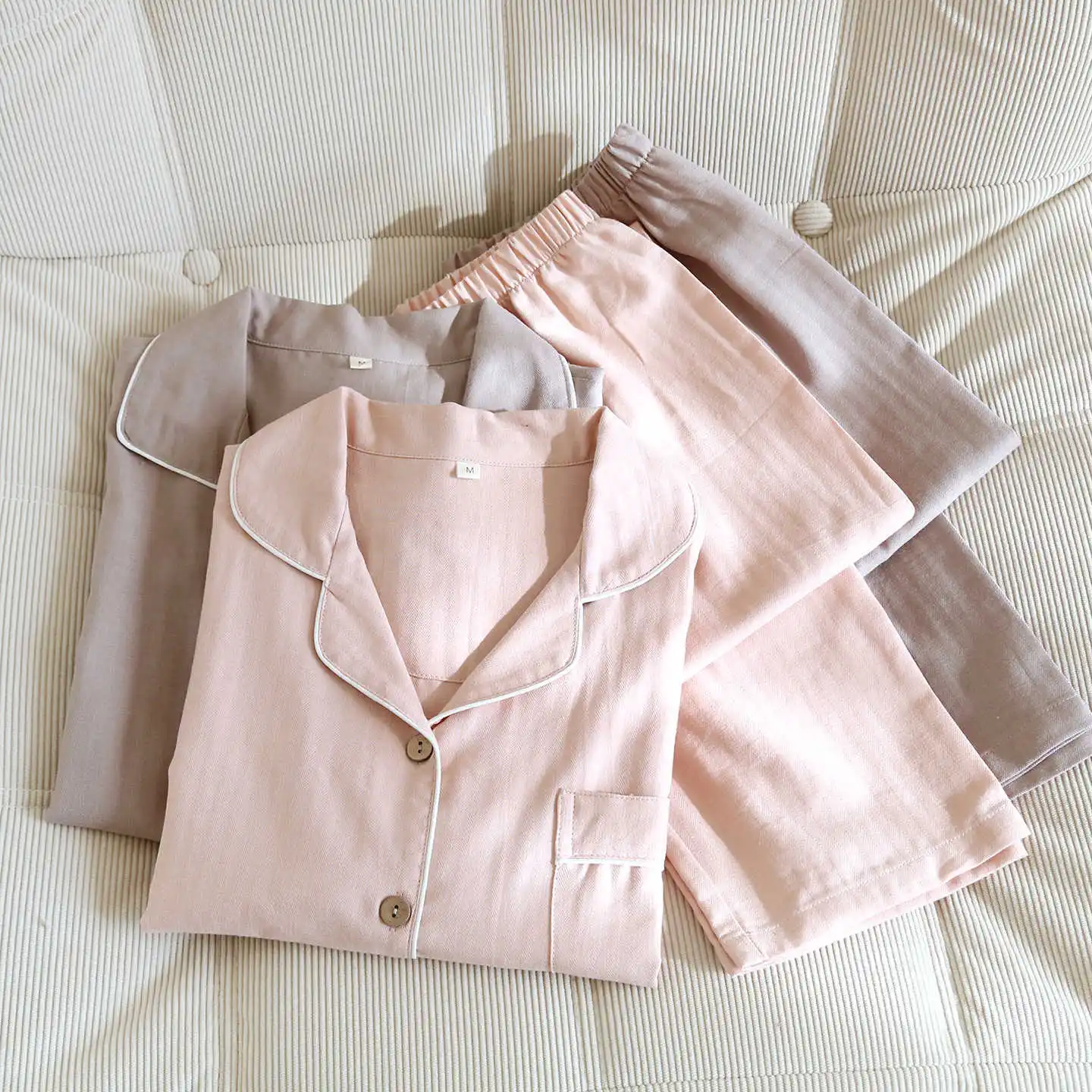 

Комплект домашней одежды для пар: однотонные жаккардовые хлопковые брюки и пижама для мужчин и женщин, для весны и осени