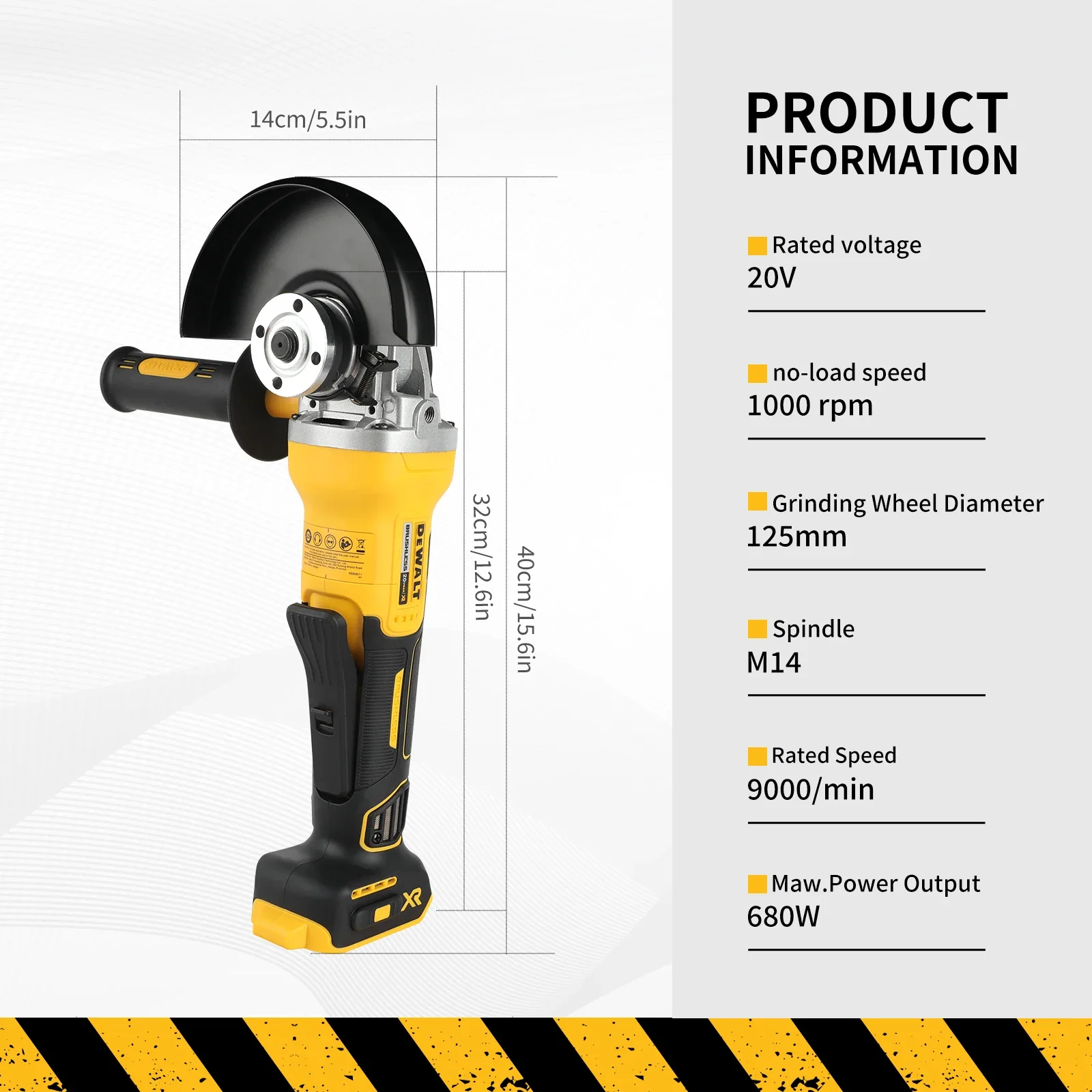 DEWALT DCG406 125mm meuleuse d'angle à tête plate sans brosse, Machine-outil nue, Machine de découpe, meuleuse d'angle de Machine à polir