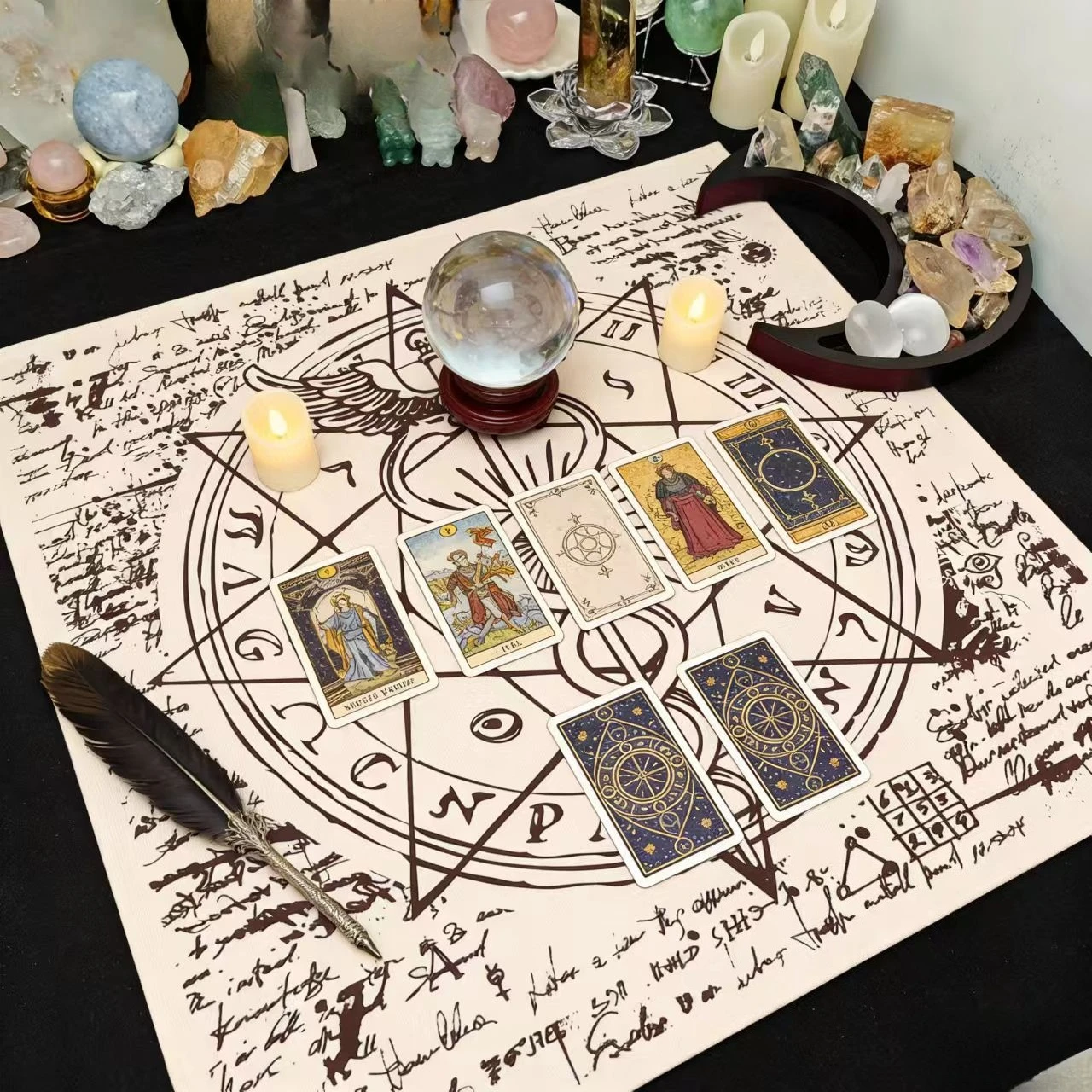 1PC Snake Wands and Cups Tablecloth, professional Tarot card ritual Magic Game Cloth, home desk decoration,50X50CM