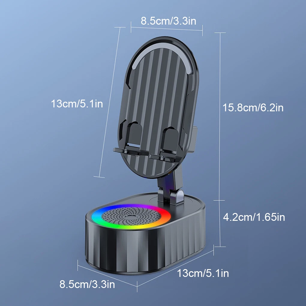 Regulowany uchwyt na głośnik Bluetooth z regulacją kąta nachylenia do telefonów 4. Dwukierunkowe ładowanie ABS Czarny