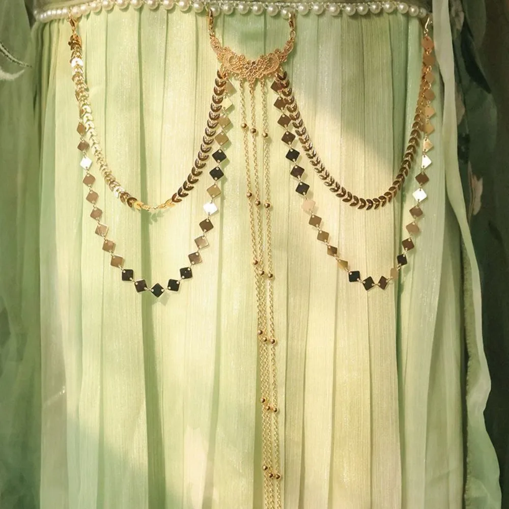 Vintage Fairy Long Tassel Waist Pendant Hanfu Front Decor Exotic Style Pearl Tassel Waist Chain Accessories view 4