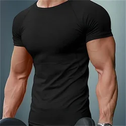 Camiseta de compressão de manga curta masculina, corrida, esporte Tees, ginásio fitness moletom, treino de jogging masculino, camisa atlética, tops