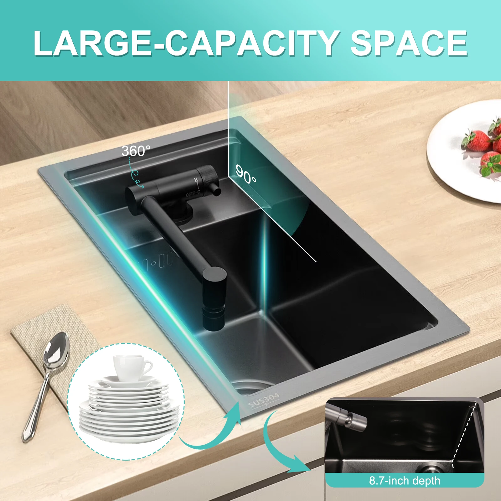 

Small Kitchen Sink Drop in Stainless Steel Wet Bar Sink Single Bowl Sink for Laundry Wet Bar Prep Office Outdoor Yard