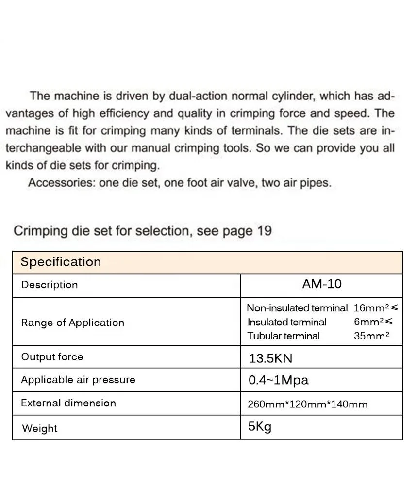 pneumatic cable terminal crimpers machine air hand wire crimping tool machine