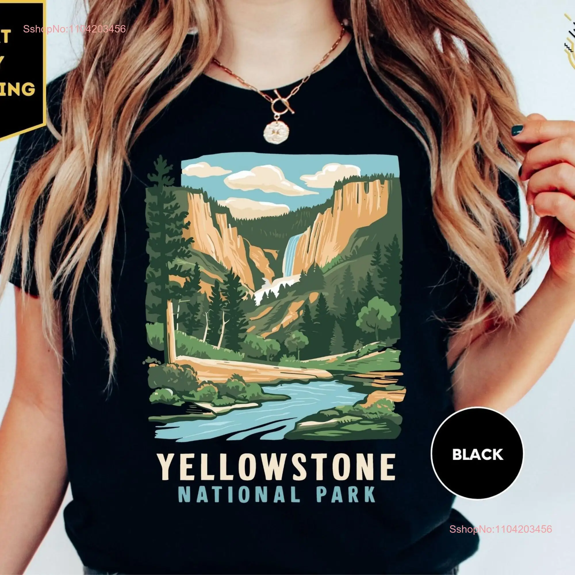 Yellowstone National Park T Shirt Mountain Nature Lovers Wildlife Natural long or short sleeves