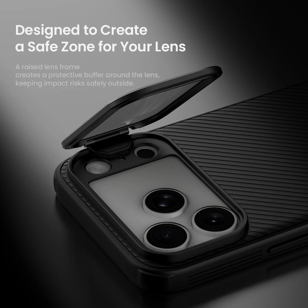 NILLKIN Magnetic Case For iPhone 18 Pro/18 Pro Max, Slide Camera Lens Cover with Hidden Stand, Aluminum Kickstand, Shock Proof