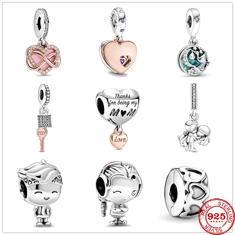 

2021 New boy girl teenager love you heart lock Pandora Beads fit Original Pandora Charms Silver 925 Bracelet DIY Women Jewelry