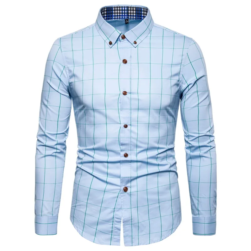 

Men's fashion Plaid Cotton Dress Shirts Male High Quality Work shirt Long Sleeve Slim Fit Business Casual Shirt men dress shirt