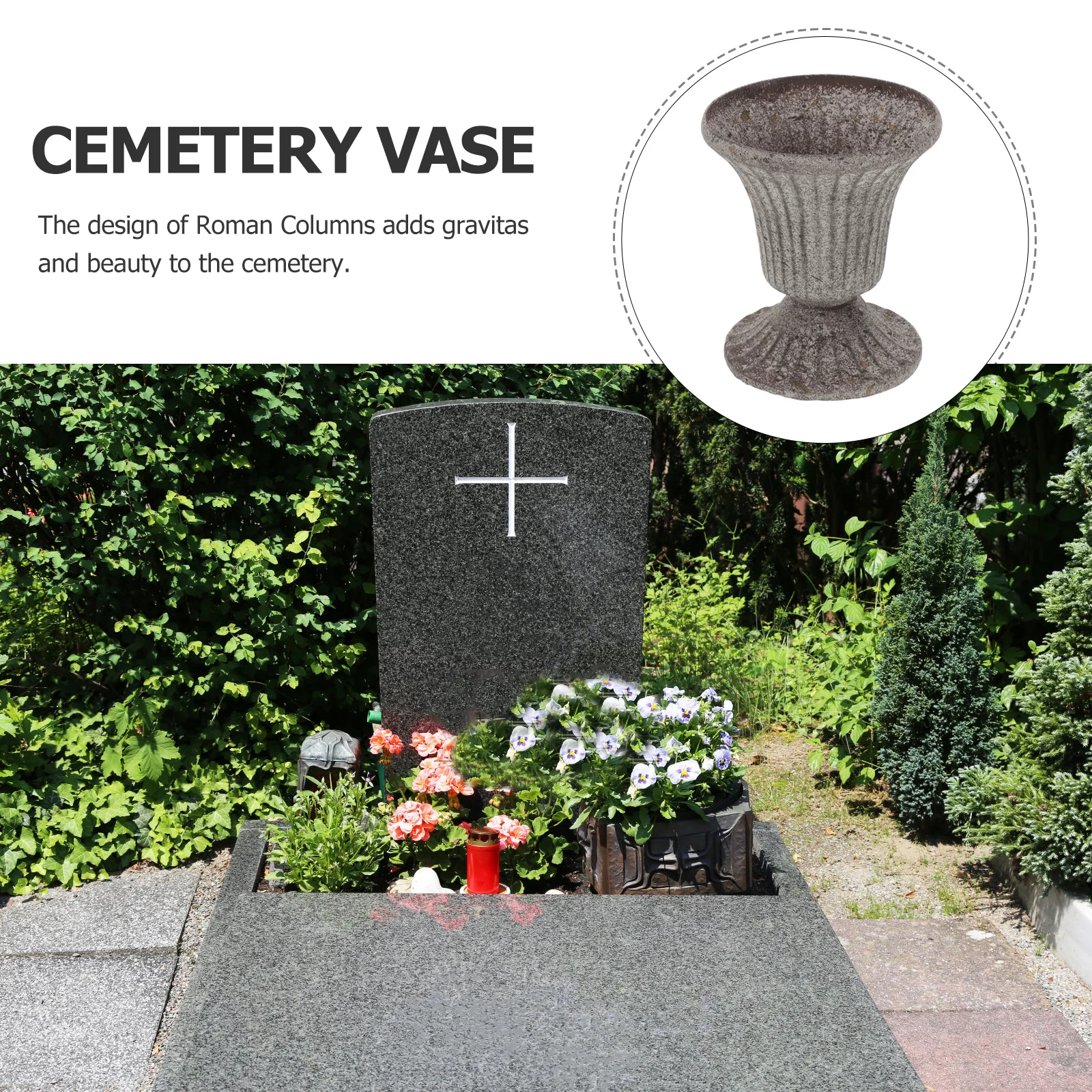 

Memorial Flower Vase Iron Cemetery Grave Decorative Planter For Outdoor Garden Graveyard Flower Container