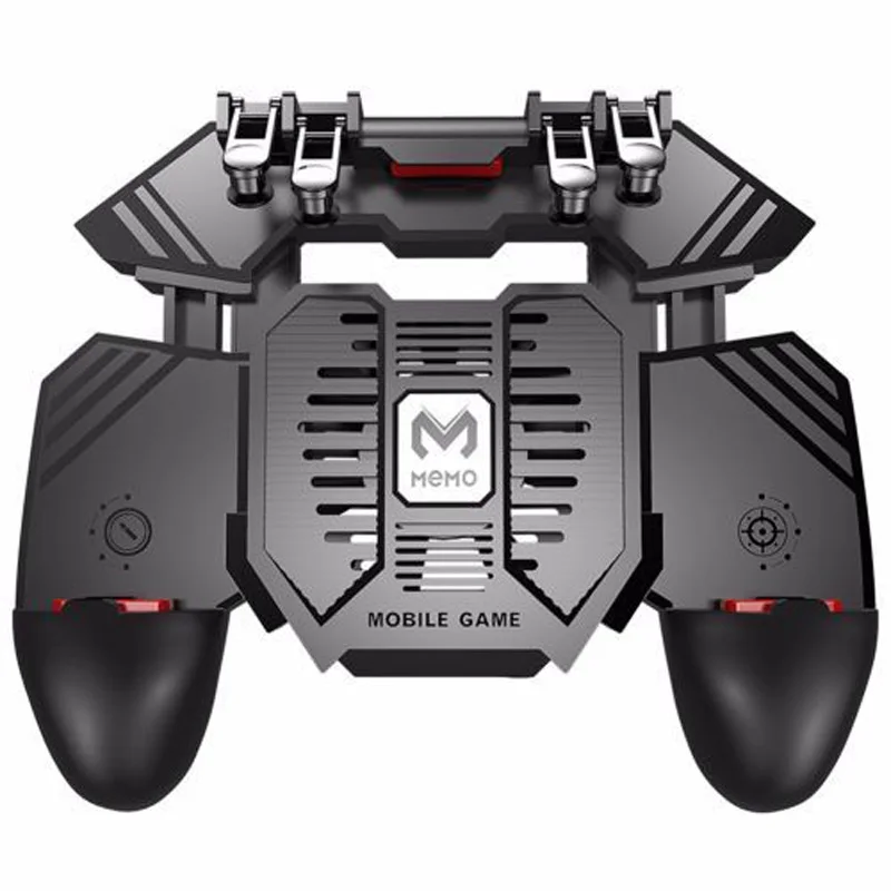 AK77 Pubg Mobile Game Controller 6 Fingers with Fan Pubg Trigger Gamepad Joystick for Android Ios Game Pad Movil with Battery