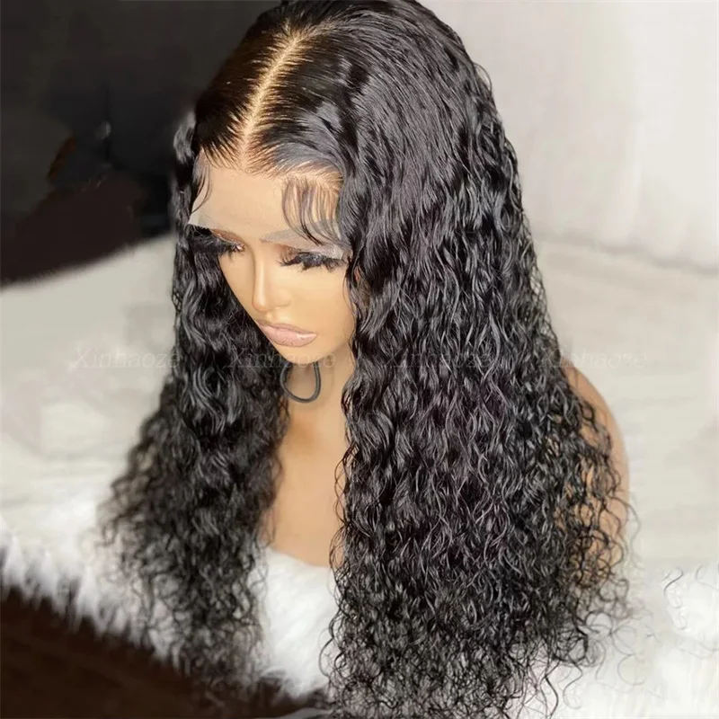 Perruque Lace Front Wig bouclée crépue noire naturelle pour femme, sans colle, densité 180, cheveux de bébé doux, longue, préplumée, degré de chaleur, 24 pouces, 03/3