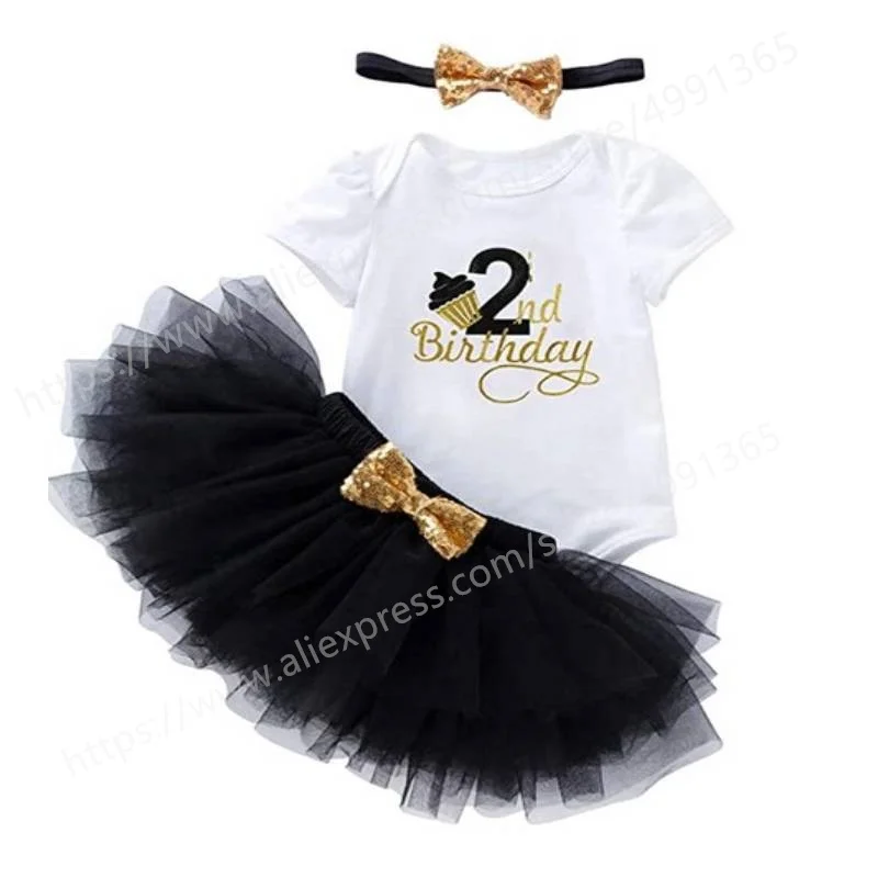 Vestido de Boutique de cumpleaños para niñas, tutú de princesa, trajes de fiesta de cumpleaños, ropa para niños, 2 años