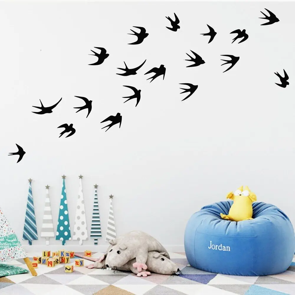 Pegatina de vinilo para pared de pájaro creativo para decoración de pared del hogar, murales, pegatinas en ventanas, papel tapiz decorativo de animales para habitación LW37