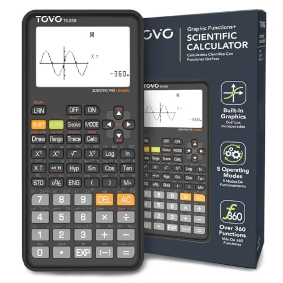 

TOVO 2026 Upgraded Scientific Calculator with Graphic Functions Massive 3" Screen 360+ Functions Multi-Mode Graphing Calculator