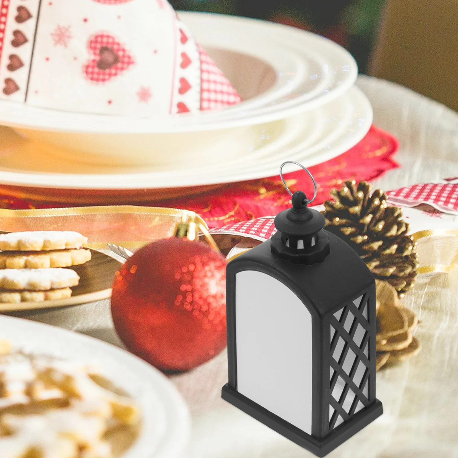 

Christmas Lantern LED Light Xmas Hanging Lantern Sublimation Pattern Warm Glow Night Light for Indoor Outdoor Holiday