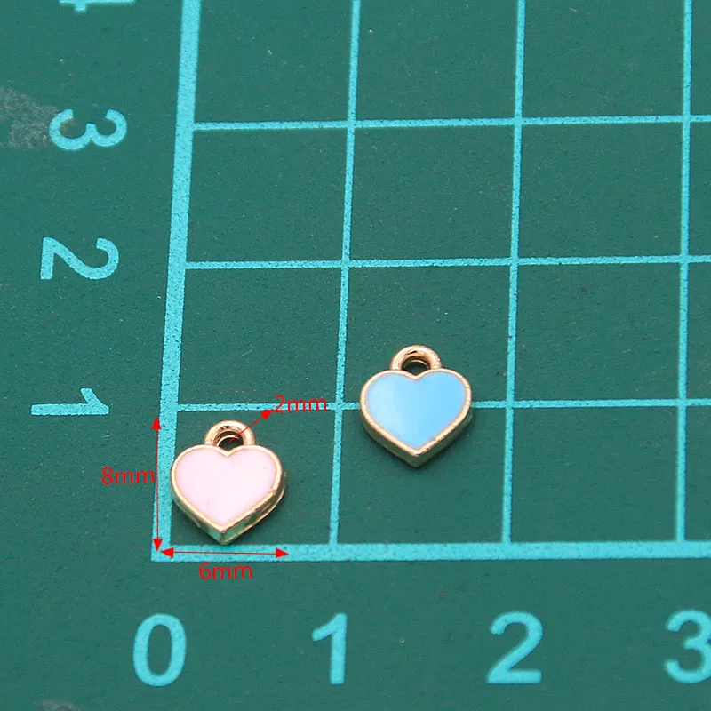 50 Uds. De dijes de corazón pequeño de aceite de gota de Metal de aleación de 5 colores, 6x8mm, colgante de oro KC para pulsera DIY, collar, fabricación de joyas