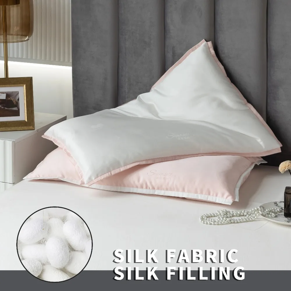 

Natural Mulberry Silk Pillow Soft Real Silk Pillowcase Natural Silk Inner for Hair and Skin Healthy Sleep Oreiller En Soie