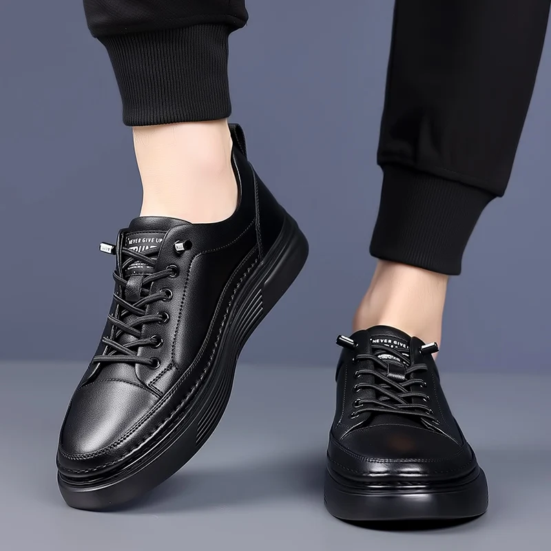 

Повседневные черные кроссовки для вождения, легкая мужская кожаная обувь, размер 38–44, мужская обувь, осень-зима 2021, бархатная теплая уличная обувь