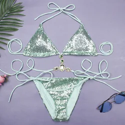 Shiny Sexy Bikinis Swimsuit With Rhinestones Women Swimwear Female Push Up Bikini Beach Swim Wear Bathing Suits Pool Bather