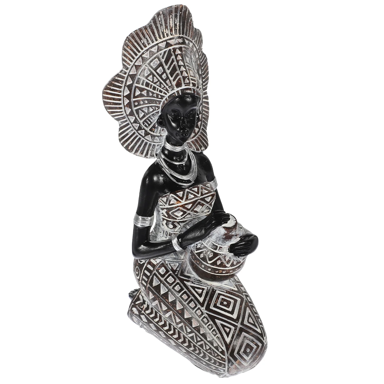 

African Women Statue Resin Desktop Ornament Home Decor Sculpture African Lady Figure Black Women Craft Exotic Decoration
