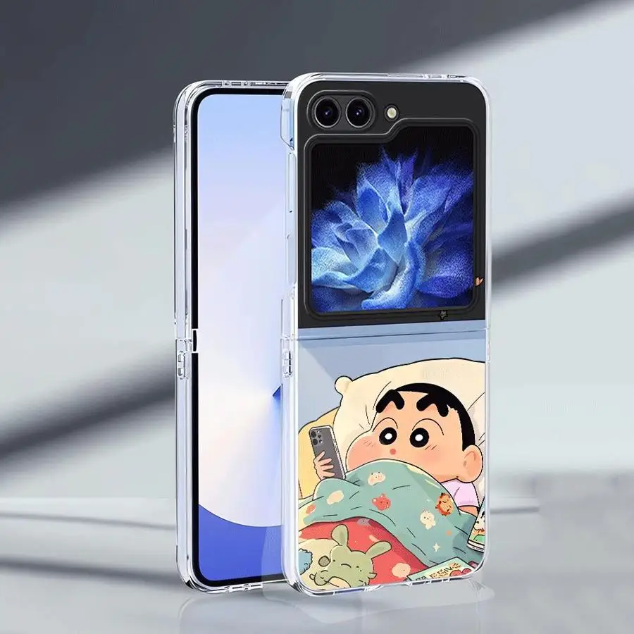 Phone Funda Case for Samsung Galaxy Z Flip 8 Flip7 FE Flip6 Z Flip 7 6 5 4 3 Flip3 Flip5 Flip4 C-Crayon S-Shinchans Sleep