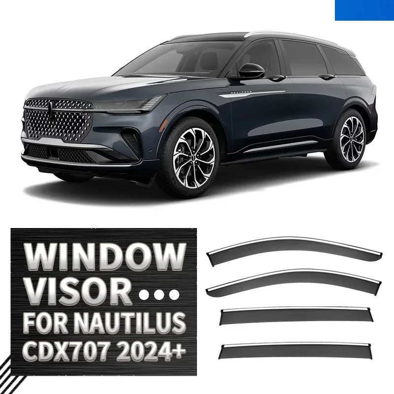 Fit for Lincoln MKX Nautilus Window visor Car Sun Rain Guard Vent Shade Deflector Wind Deflector Weathershield Moulding Trim