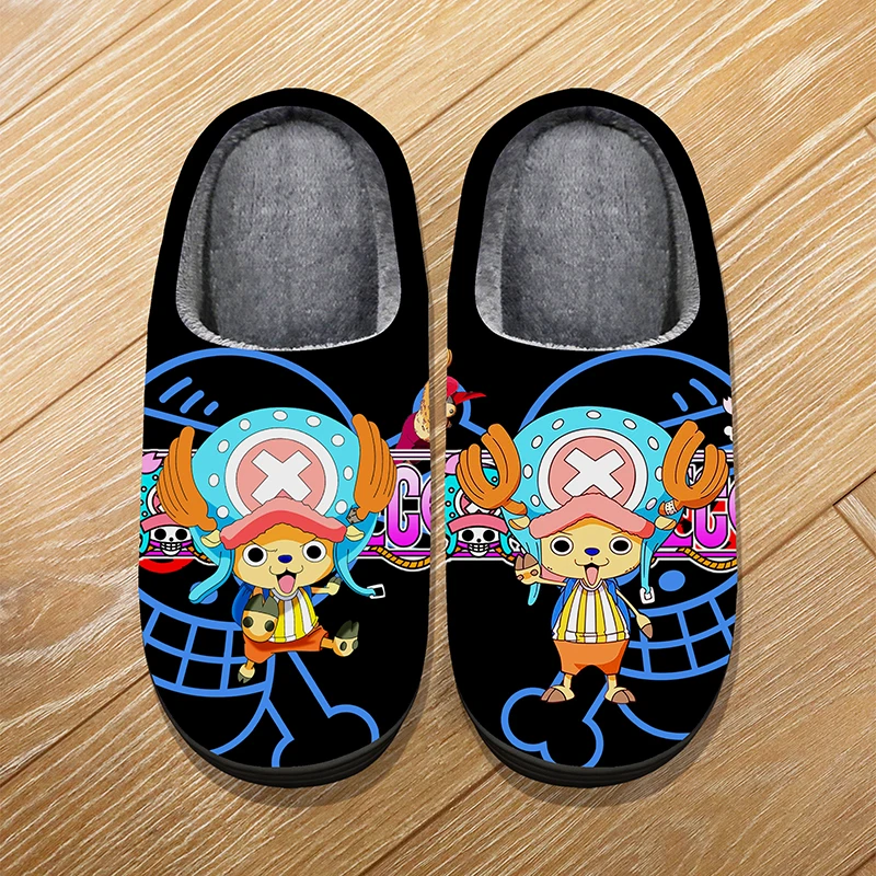 Custom Size Winter Home Soft Warm Cartoon Slippers For Adult Kids Anime ONE PIECE Tony Tony Chopper Cosplay Indoor Cute Slippers