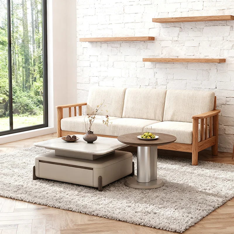 

2-Piece Modern Coffee Tables Set for Home Minimalist Living Room Center Table with Storage Drawers Interior Side Table Furniture