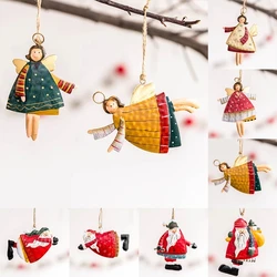 MissDeer Christmas Pendant Metal Painted Santa Claus Xmas Tree Drop Ornaments Decorations for Home Kids Toys Gift Xmas New Year