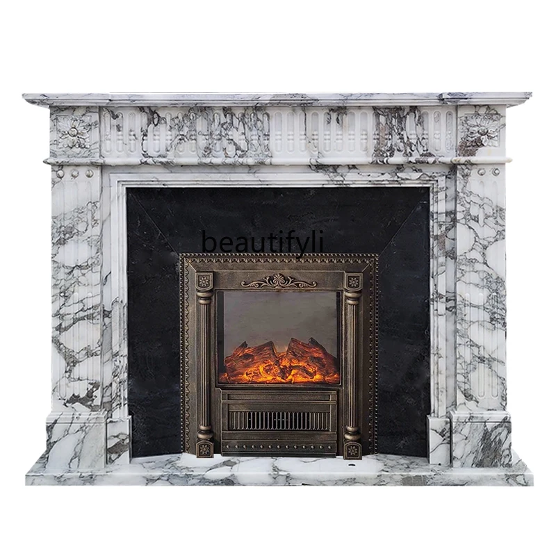 

Marble Fireplace French Stone Fireplace Curio Cabinet Hallway Arabescato Vintage Fireplace