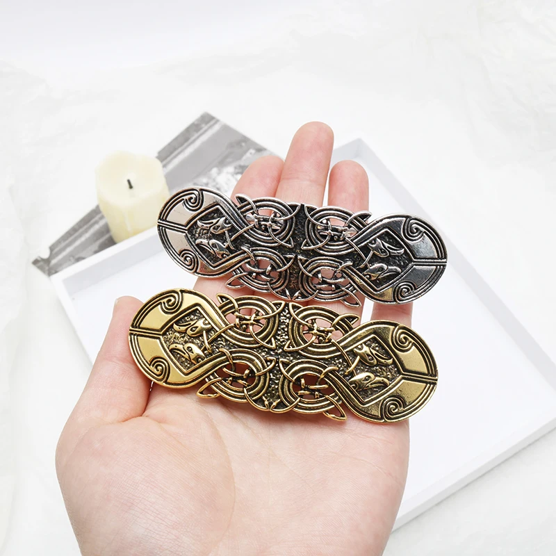 Viking Hairpin Nordic Celtics Knots Crown Vintage Metal Hair Barrettes Dragons Slide Hair Clip Women Hair Jewelry Accessorie