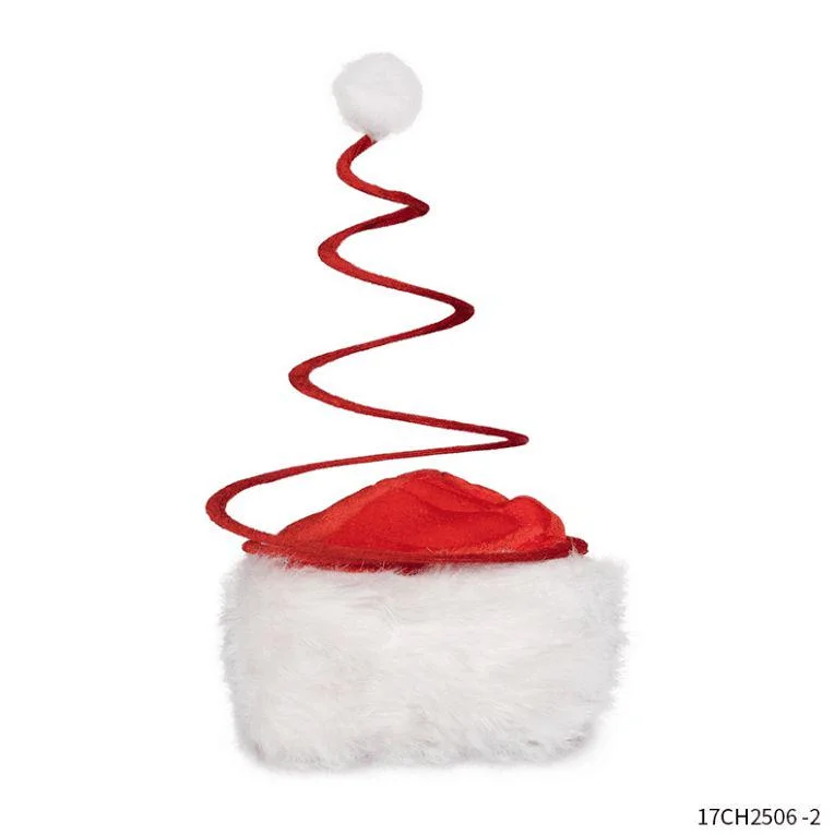 PESENAR スプリングサンタコスチュームハット - ベルベットレッド、フェイクファーのトリムとスプリング付き、調節可能なフィット感、アクセサリー