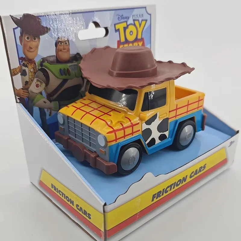 Toy Story-coche de juguete inercial para niños, juguetes Buzz Lightyear Woody Jessie Rex, modelos de dibujos animados alienígenos, colección de ruedas gratis, regalo para niños