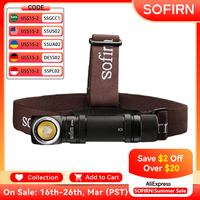 Sofirn-SP40A LH351D 18650 Rechargeable Headlamp TIR Optics Lens USB C 1200lm Flashlight with Magnet Tail Cap