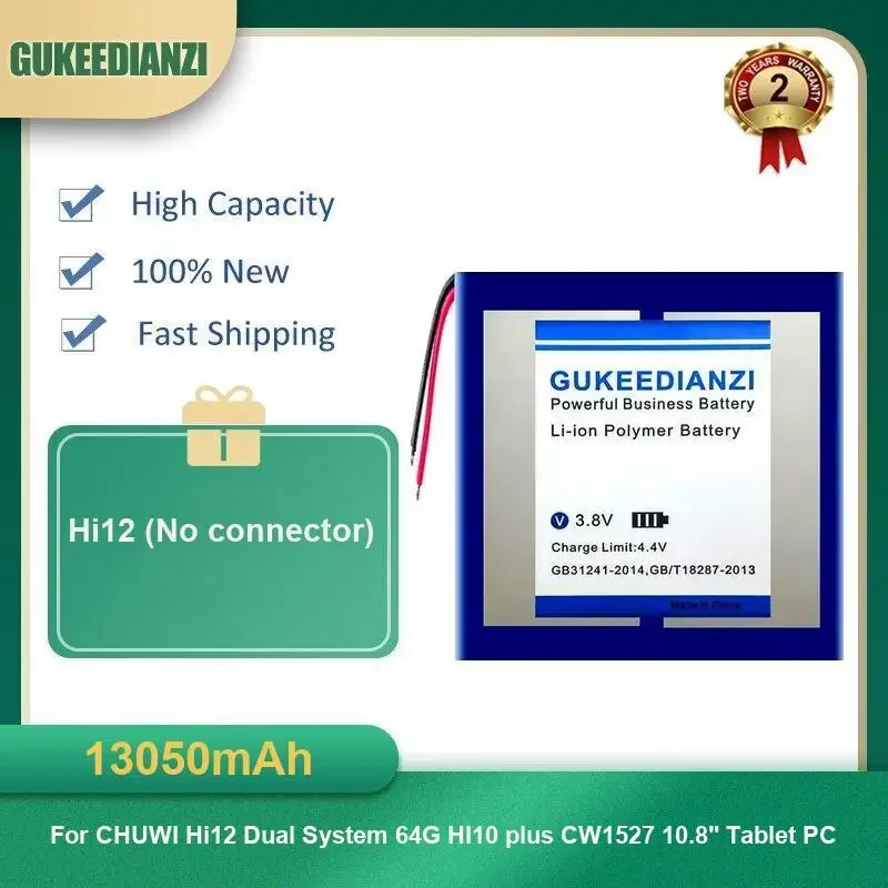 

13050mAh Hi12 (No connector) Tablet Battery For CHUWI Hi12 Dual System 64G HI10 plus CW1527 10.8" Tablet PC High Capacity