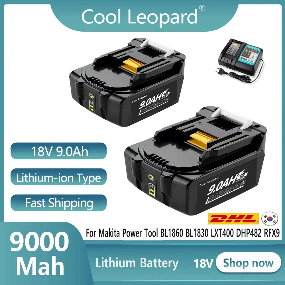 

Original BL1860 Rechargeable Battery For Makita Power Tool 18V BL1850 BL1830 LXT BL1860B LXT400 18650 Lithium-ion Cell 9Ah 6Ah