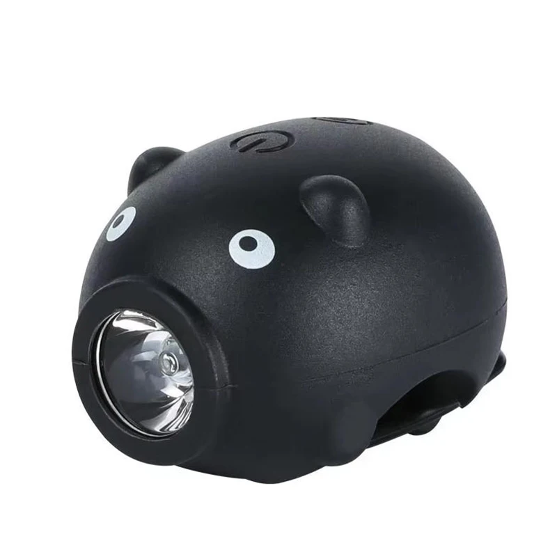 MTB Bike Headlight with Horn Rechargeable Children Cartoon Piggy Cycling Lamp 3 Modes Handlebar Front Light Cycling Accessories