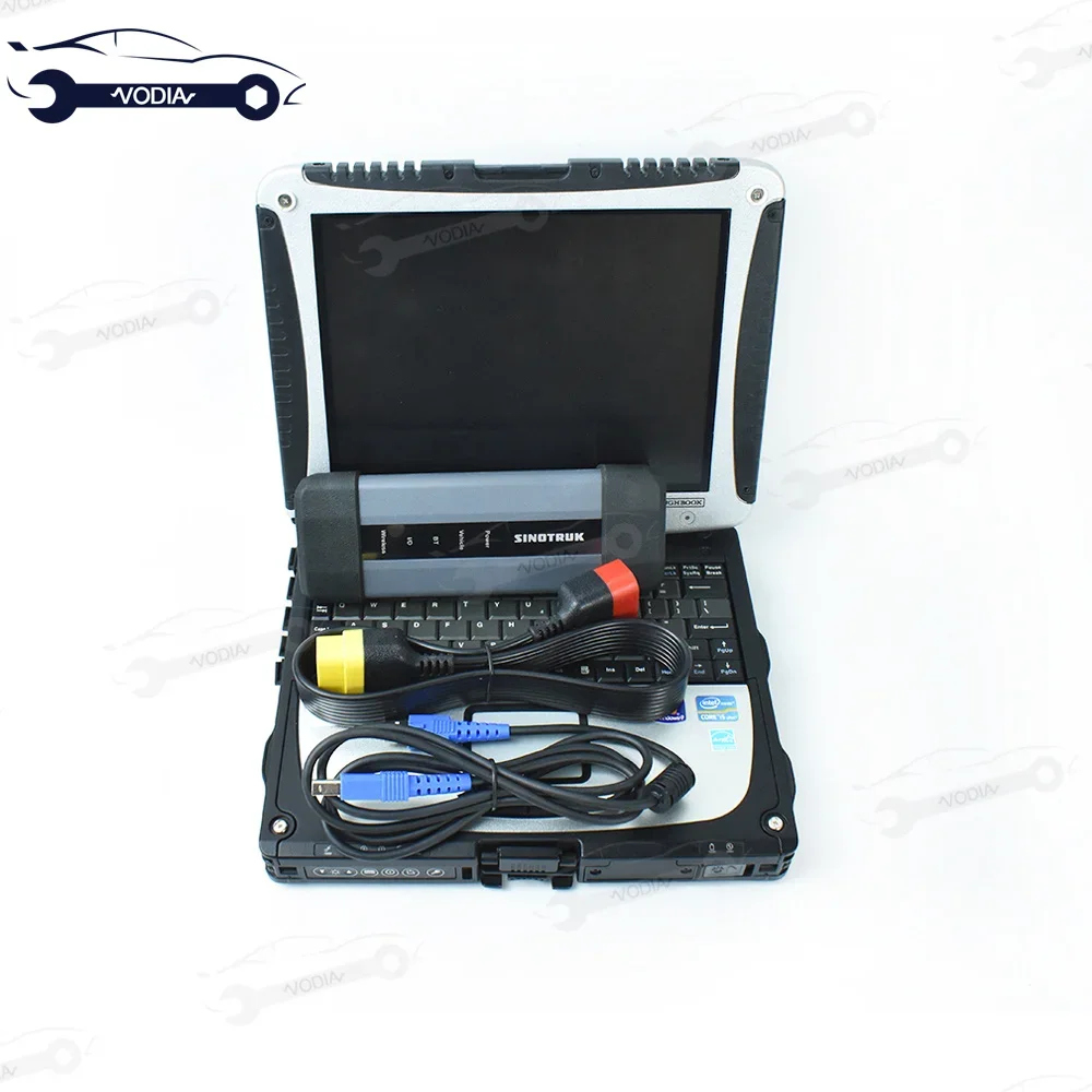 New For SINOTRUK HOWO Cnhtc Diesel Engine Heavy Duty Truck Diagnostic Tool For Sinotruck Diagnostic Interface WITH CF19Laptop