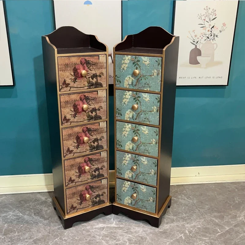 

Деревянный органайзер для хранения в европейском стиле для гостиной, спальни, настенный шкаф с выдвижным ящиком, вертикальный, доступный, роскошный стиль