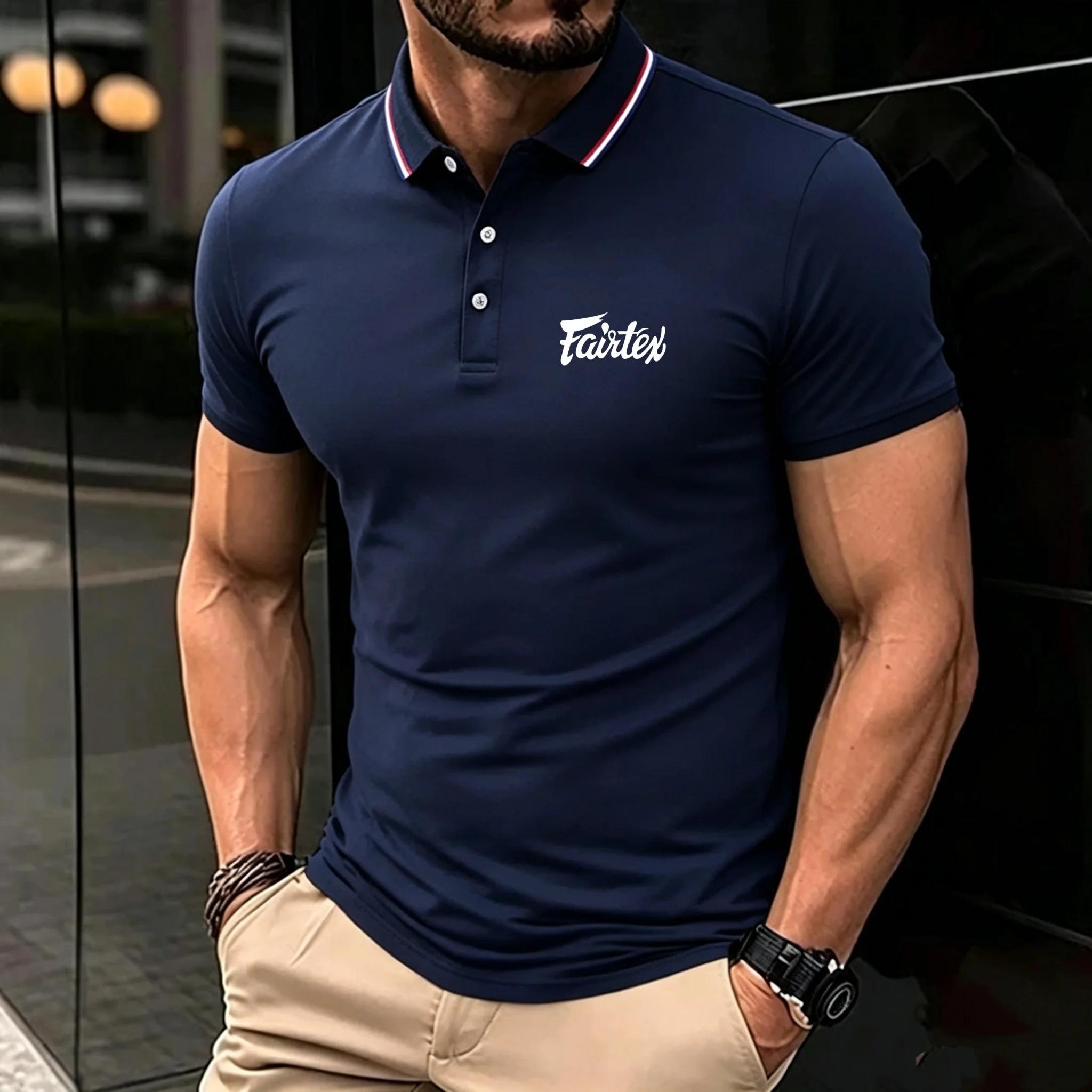 Chemises polo pour hommes, respirantes, imprimées, à col rayé, à manches courtes, tendance, polyvalentes, pour le sport, le quotidien, les affaires, décontractées