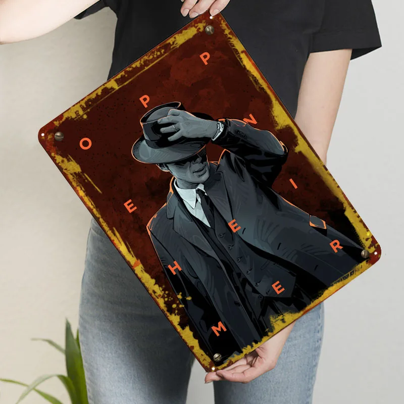 Oppenheimer علامات معدنية الفيلم الكلاسيكي ملصق جدار الفن جدارية مخصصة تين تسجيل ل جدار الفن الديكور غرفة الألعاب الديكور الرجعية #3