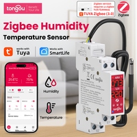 TONGOU Tuya Zigbee Smart Temp and Humidity Sensor AC 16A/DC 10A,Remote Control,Dry Contact,Works with Smart Life Din rail 18mm