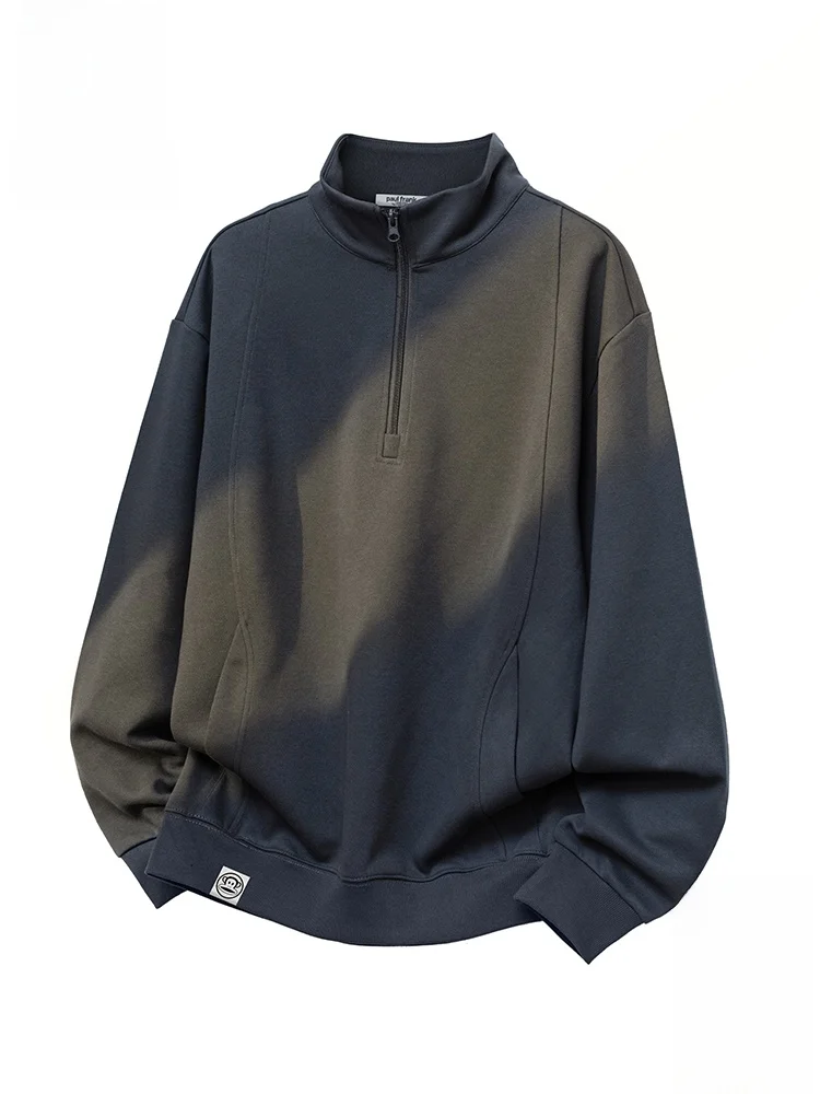 

PaulFrank Men's Loose Fit Zip-Up Hoodie Autumn Faion Casual Pure Color ex Comfortable Long Sve Ne Sweatirt