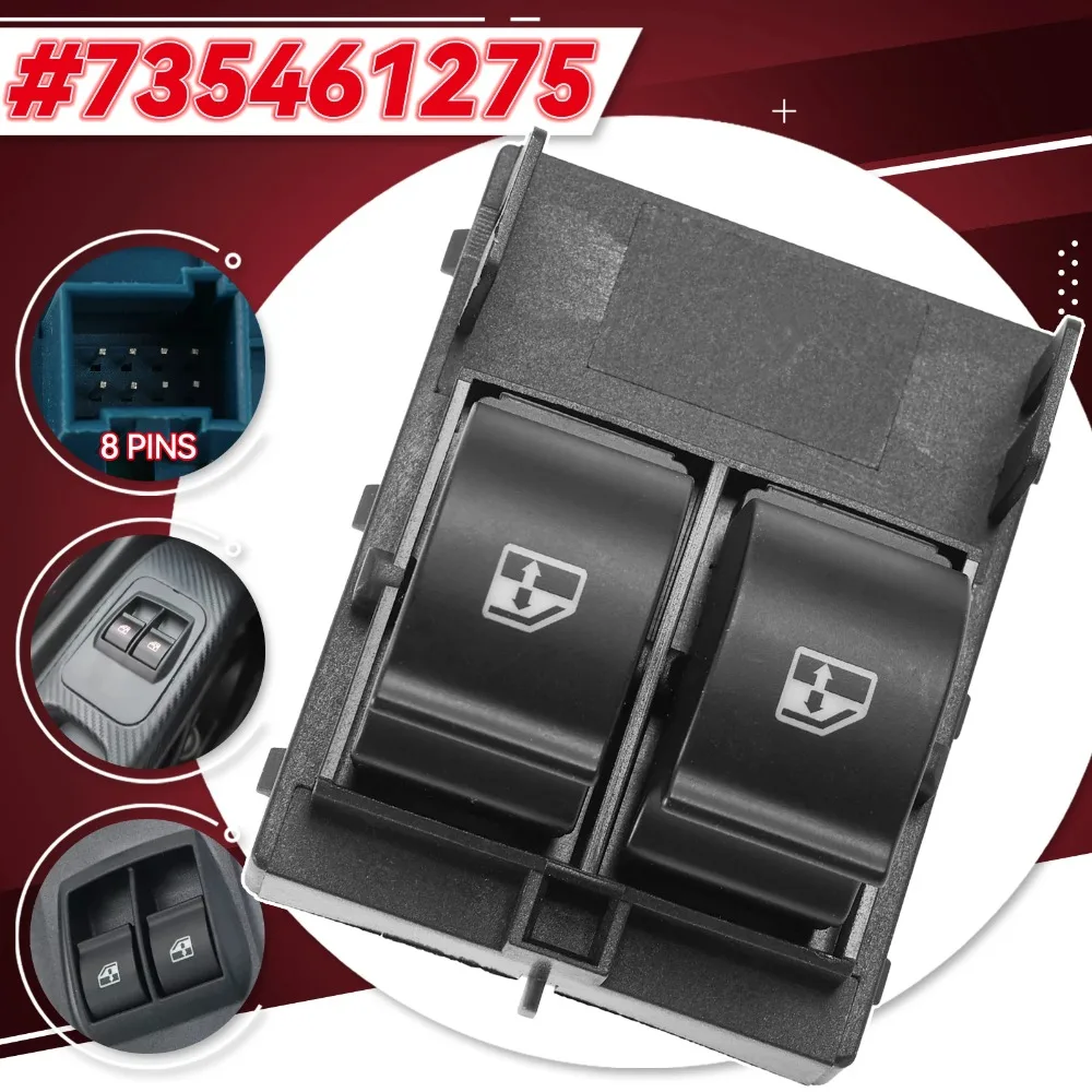735461275 Botón de Control del Interruptor de Ventanilla Principal Sin Panel Para Citroen Nemo Peugeot Bipper Fiat Doblo Qubo Fiorino