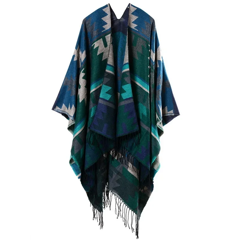 Popular Scarves Cross Plum Fringe Lengthened Cloak Imitation Cashmere Ethnic Style Shawl Scarf