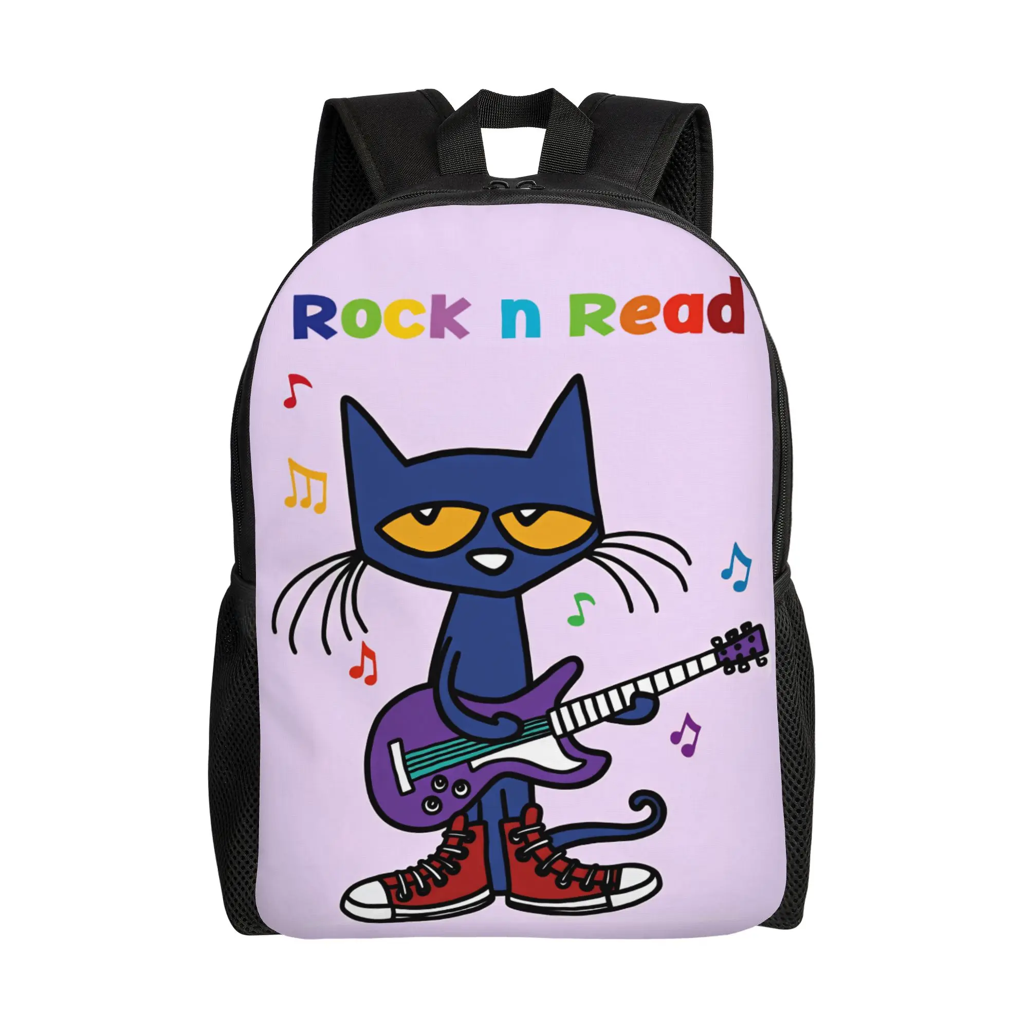 Petes the cat Rock In Read Backpack  Daily Backpacks Unisex High Quality Durable High School Bags Style Rucksack