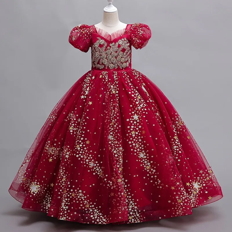 Vestido de princesa esponjoso para niñas, vestidos de actuación de piano de boda para niñas, verano, nuevo