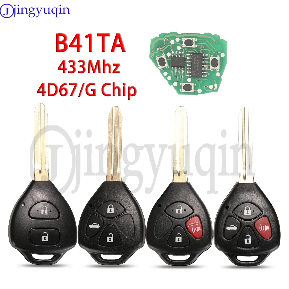 

jingyuqin 2/3/4 кнопки B41TA 433Mhz 4D67/G Chip Дистанционный ключ для автомобиля Toyota Forruner Hilux Innova Corolla Innova Yaris 89070-52E61