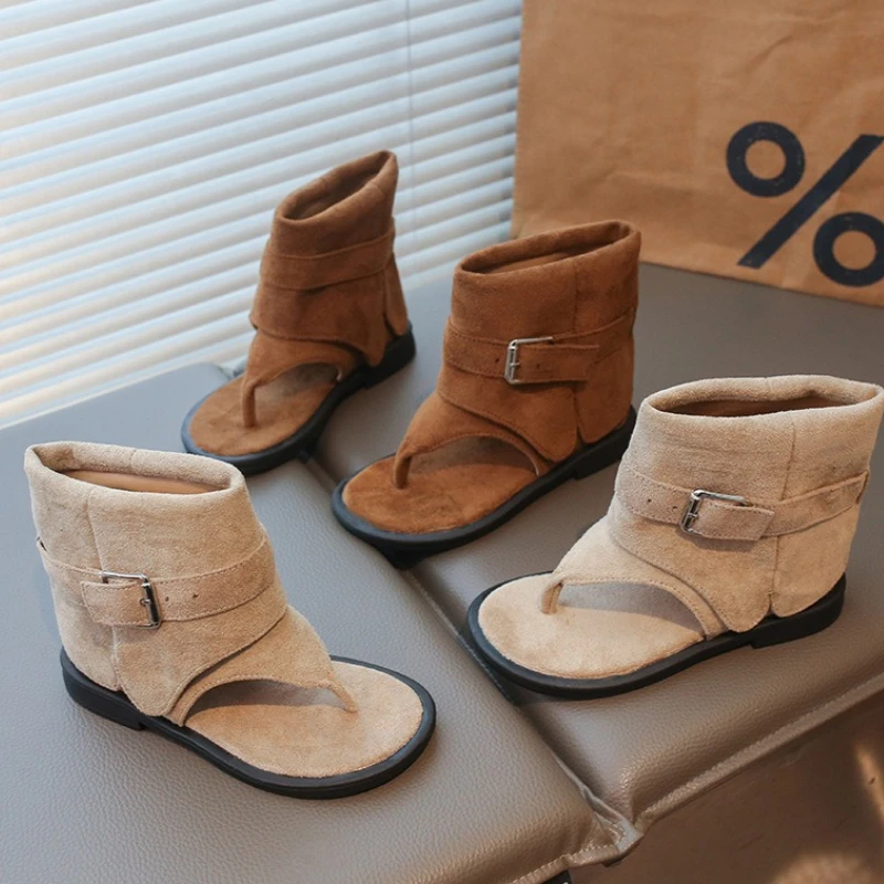 

Girl High Bond Open Toe Roman Sandals Spring Summer 2026 New Korean Girls Soft High Heels Fashion Girls Zara Children's Sandals