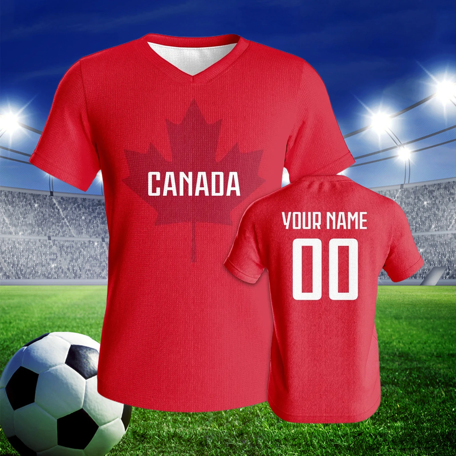 Custom Canada Soccer Jersey Quick-Dry Polyester Personalized Name Number Football Uniform for Youth Adults Fans Training Kit